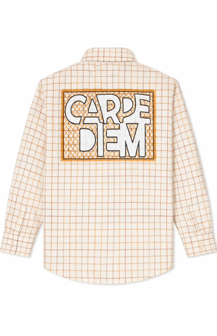 Boys' "Carpe Diem" Aviation Plaid Button-Down Over-Shirt