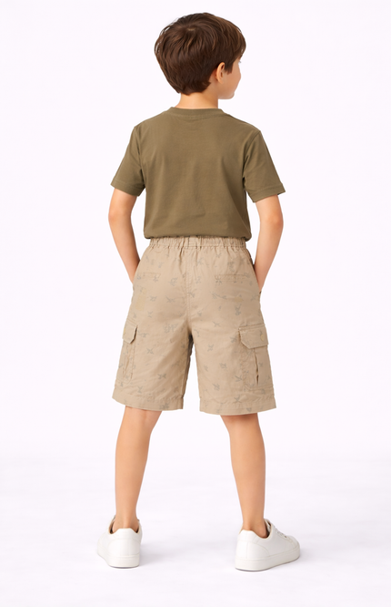 Boys' Printed Cotton Cargo Shorts – Relaxed Utility Shorts
