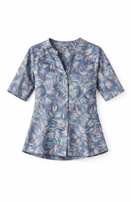 Infeel Kids' Modern Leaf Motif Casual Top – Slate and Sage Pattern