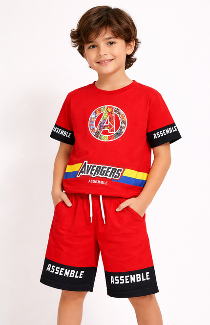 Boys' Marvel Avengers Graphic T-Shirt and Shorts 2-Piece Set - Red