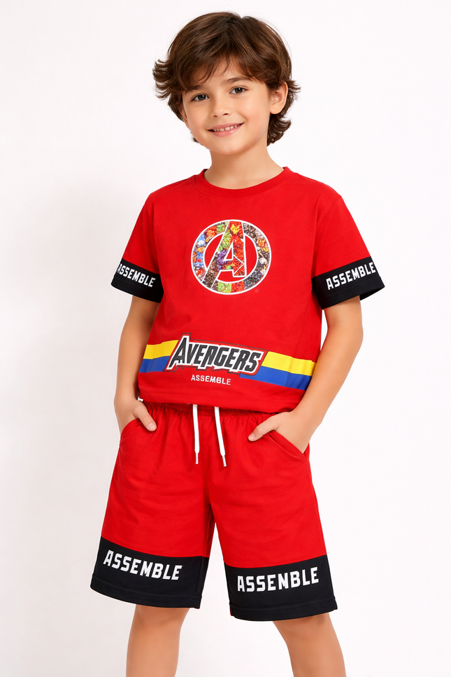 Boys' Marvel Avengers Graphic T-Shirt and Shorts 2-Piece Set - Red