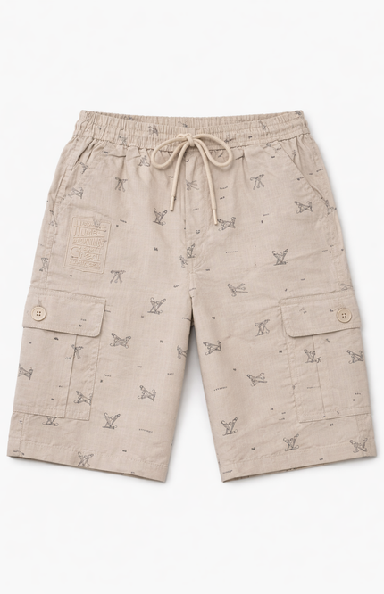 Boys' Printed Cotton Cargo Shorts – Relaxed Utility Shorts