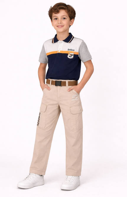 Boys' "Ride the Streets" Utility Cargo Trousers with Webbed Belt