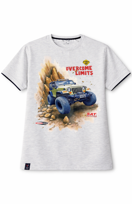 Kids' Adventure Graphic T-Shirt – Premium Cotton Tee in Grey, Lemon, and DX Blue