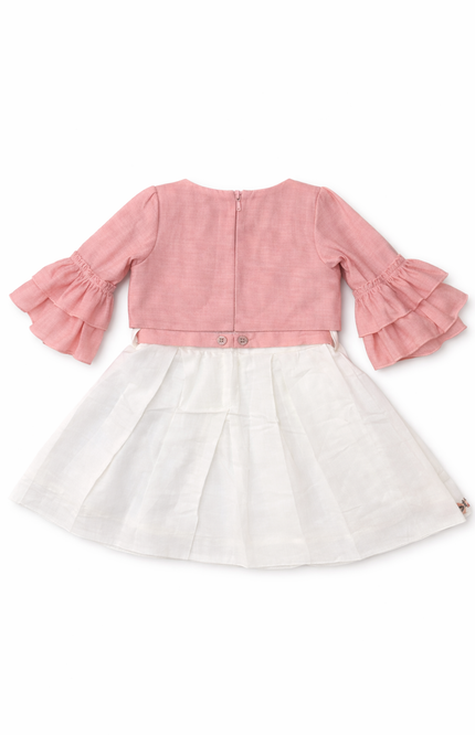 Girls' Embroidered Muslin Party Dress with Ruffled Bolero Jacket – 2-Piece Summer Set