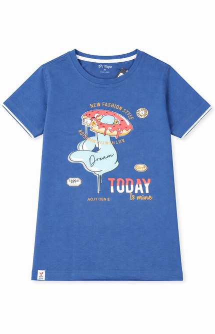 Kids' Adventure Graphic T-Shirt – Premium Cotton Tee in Grey, Lemon, and DX Blue