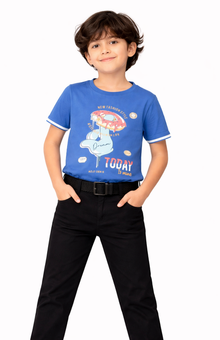 Kids' Adventure Graphic T-Shirt – Premium Cotton Tee in Grey, Lemon, and DX Blue