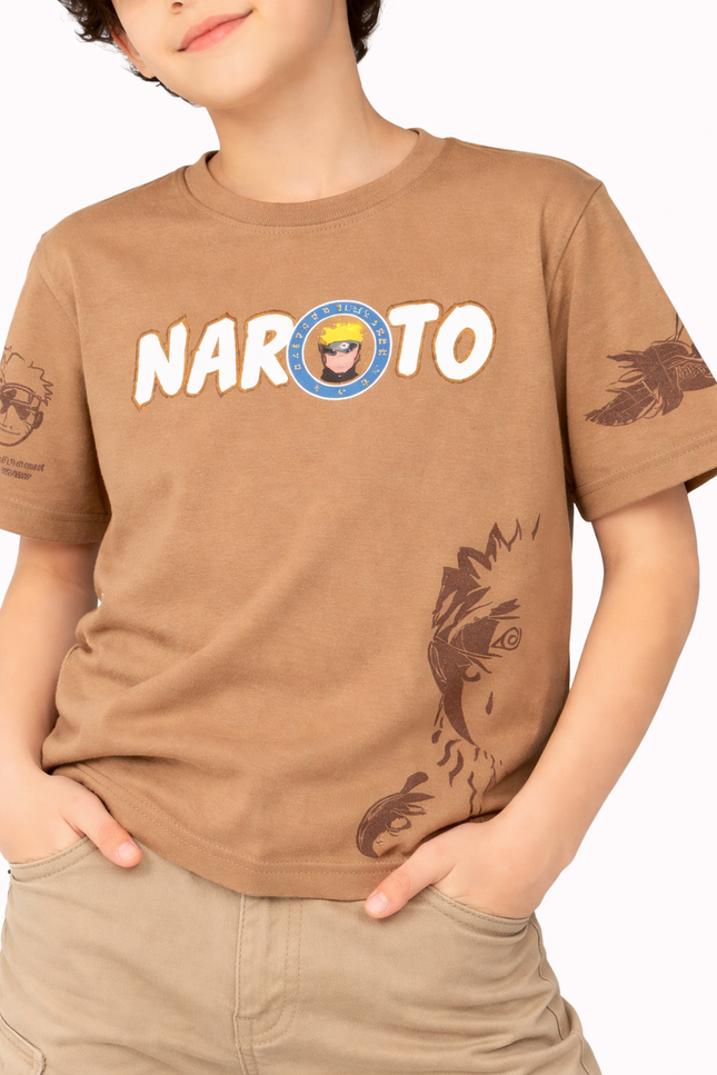 Boys' Naruto Uzumaki Graphic Tee in Peanut Brown