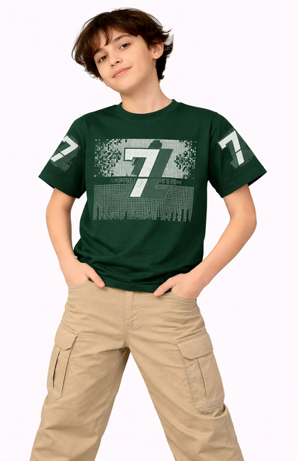 Kids' Urban Streetwear T-Shirt – Premium Maroon or Bottle Green Graphic Tee