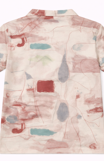 Boys' Abstract Watercolor Polo Shirt with Zip Collar
