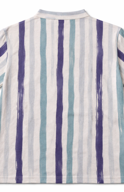 Kids' Designer Painterly Stripe Cotton Polo – Premium Summer Blue & Seafoam