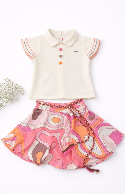 Abstract Print Skirt Set