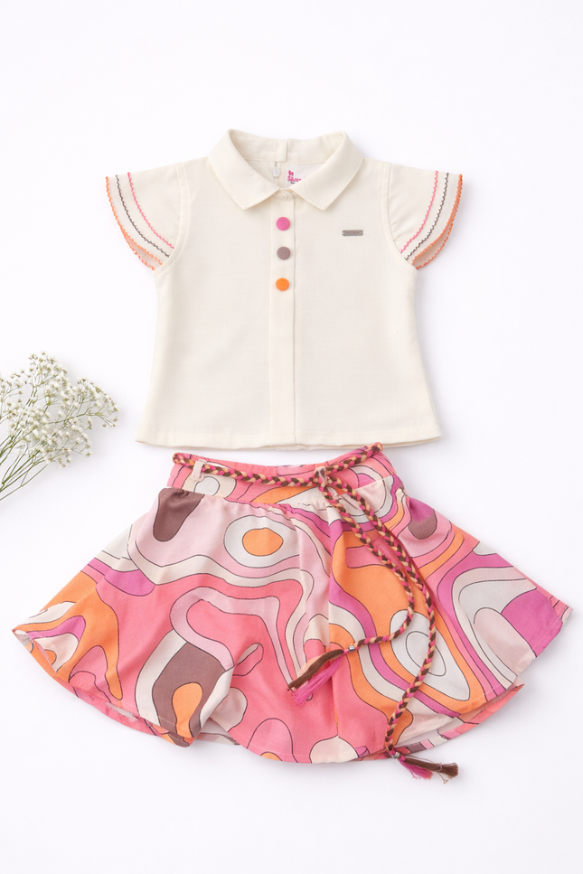 Abstract Print Skirt Set