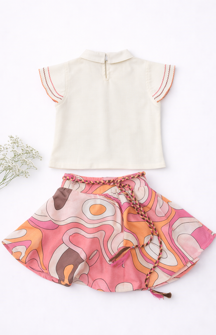 Abstract Print Skirt Set