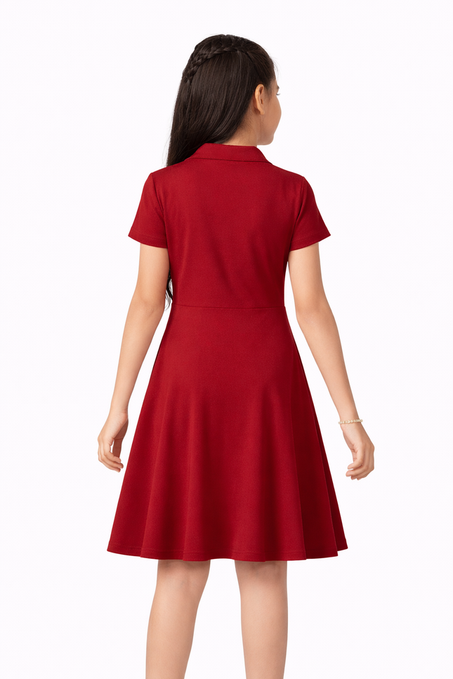 Infeel Kids' Festive Maroon Short-Sleeve Dress – Tailored Party Wear