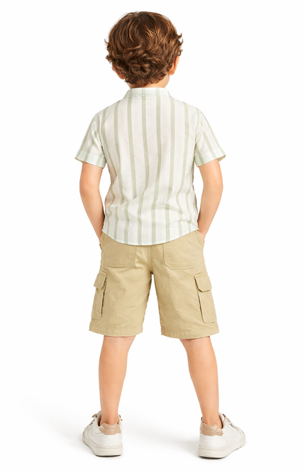 Striped Henley Cord Set Cotton