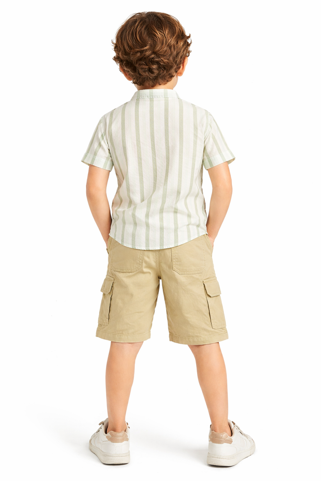 Striped Henley Cord Set Cotton