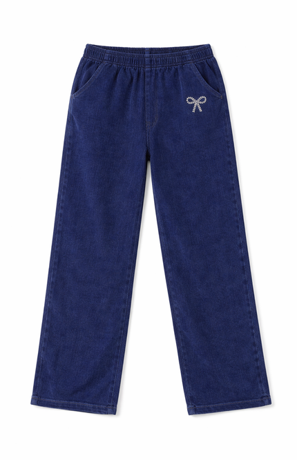 Teens' Relaxed Straight-Fit Jeans in Stonewash & Jet Black – Elastic Waist Denim Trousers