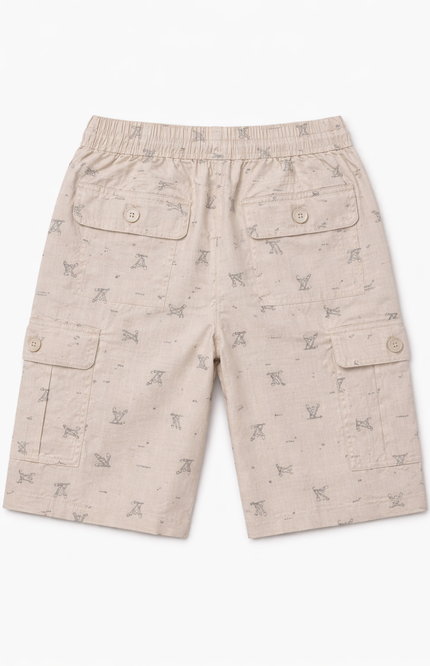 Boys' Printed Cotton Cargo Shorts – Relaxed Utility Shorts