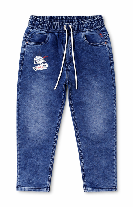 Boys' & Teens' Stonewash Slim-Straight Jeans – Comfort Drawstring Waist