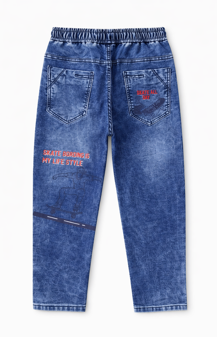 Boys' & Teens' Stonewash Slim-Straight Jeans – Comfort Drawstring Waist