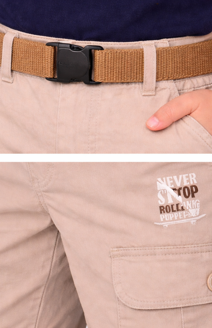 Boys' "Ride the Streets" Utility Cargo Trousers with Webbed Belt