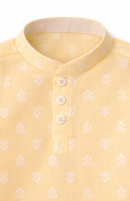Newborn & Baby Ethnic Festive Set – Soft Lemon Yellow or Pista Green Printed Kurta