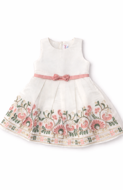 Girls' Embroidered Muslin Party Dress with Ruffled Bolero Jacket – 2-Piece Summer Set