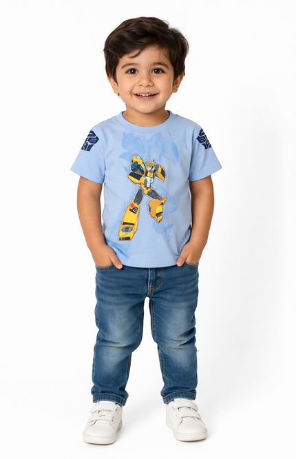 Boys' Bumblebee Transformer Graphic T-Shirt – Powder Blue