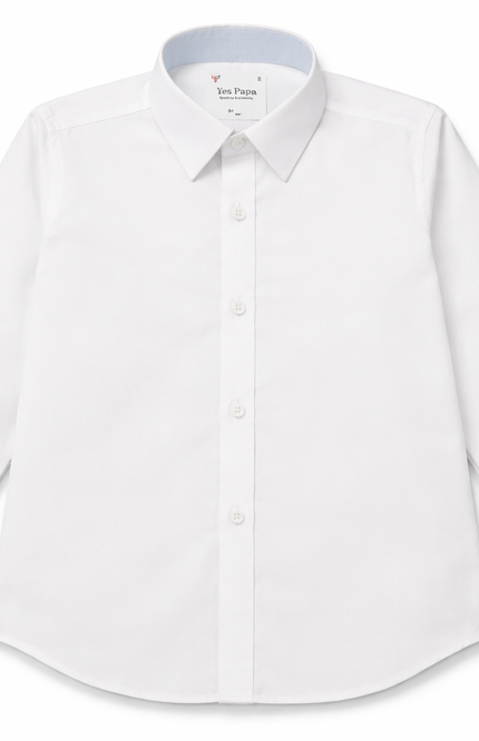 Kids' Premium Formal White Button-Down – Signature Designer Cotton Shirt