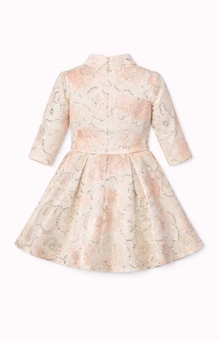 Girls' Rose Gold Sequin Party Dress with Matching Cropped Jacket