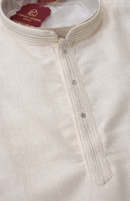 Teen Boys' Solid Kurta Set with Designer Placket