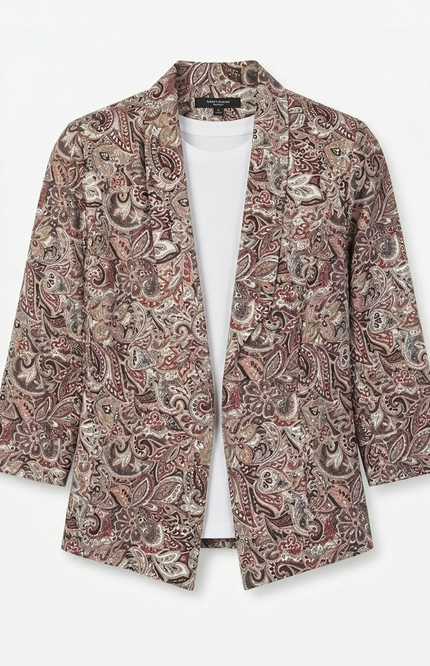 Girl's Paisley Print Open-Front Shrug with Inner Tee