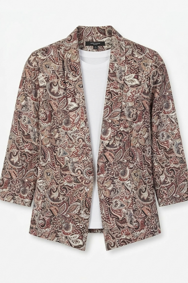 Girl's Paisley Print Open-Front Shrug with Inner Tee
