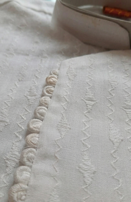 Boys' White Angarkha Kurta & Dhoti Set with Potli Buttons