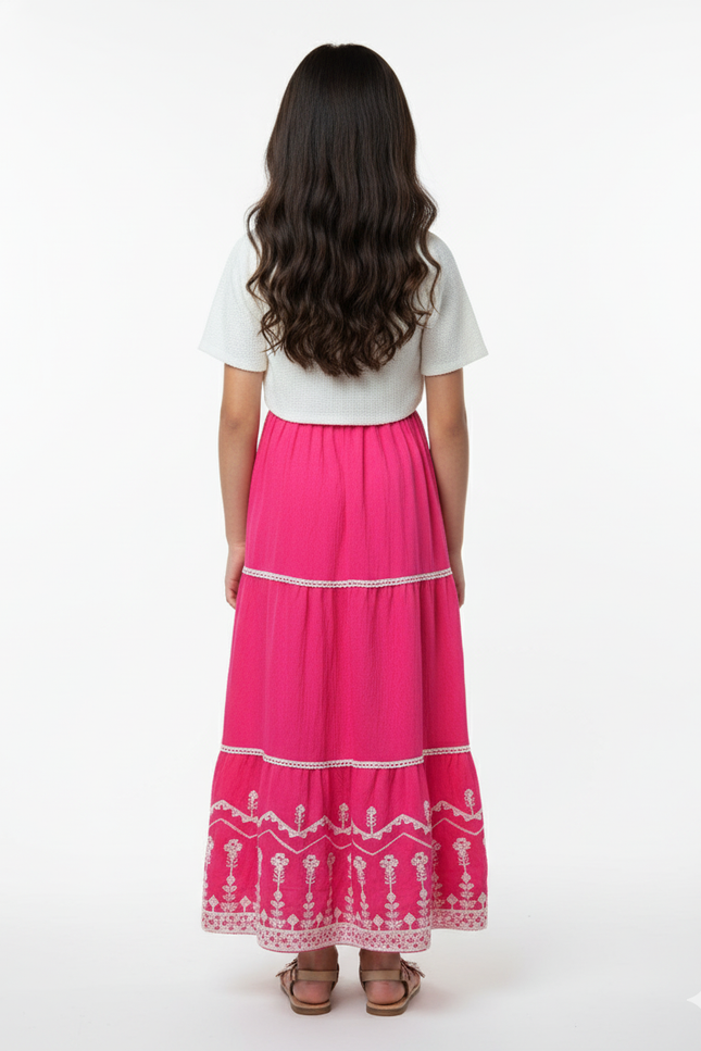 Girls' Tiered Cotton Dress and Cropped Jacket Set