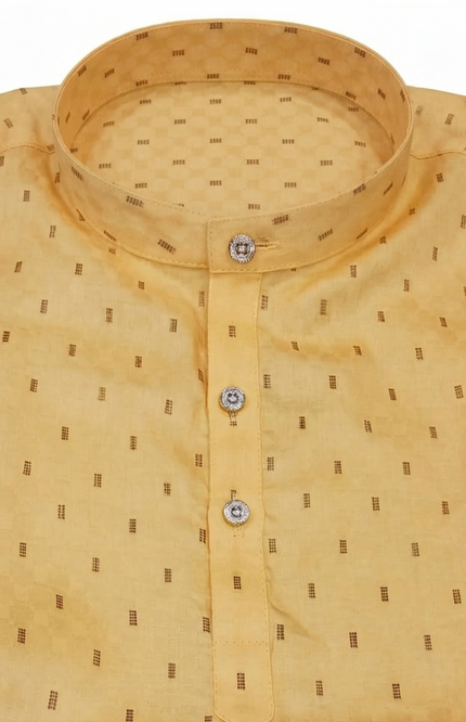 Boys' Sunshine Yellow Tiny Butti Kurta & White Pajama Set