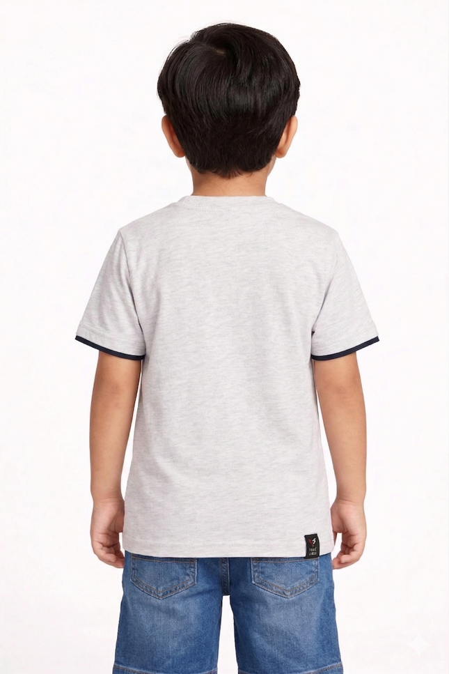 Kids' Adventure Graphic T-Shirt – Premium Cotton Tee in Grey, Lemon, and DX Blue