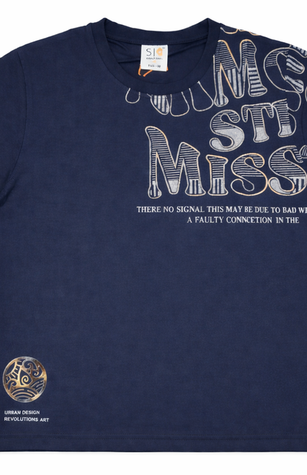 Boys' Navy "Urban Design" Graphic T-Shirt with Metallic Emblem