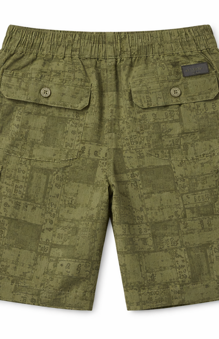 Vintage Map Print Cargo Shorts