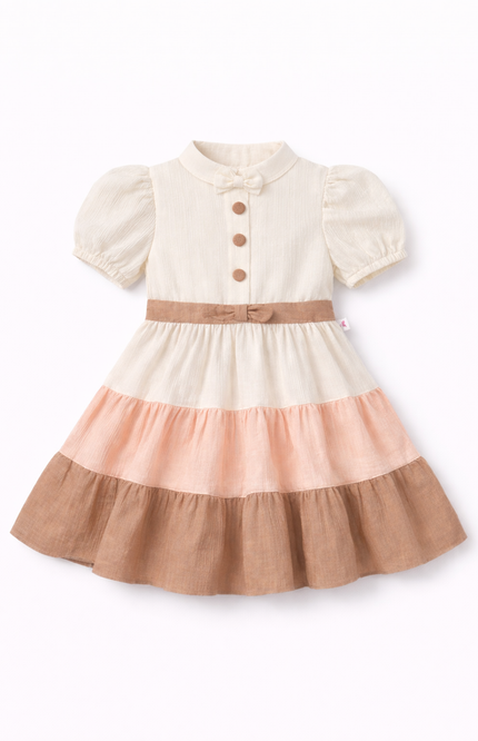 Girls' Tiered Pastel Party Dress in Premium Crepe
