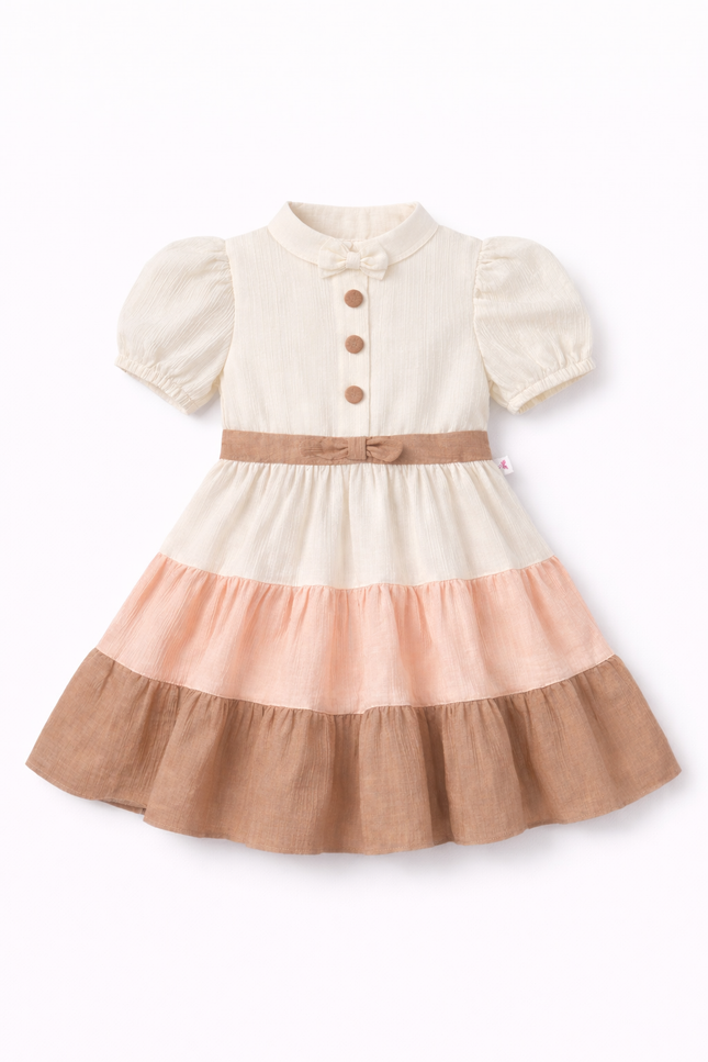 Girls' Tiered Pastel Party Dress in Premium Crepe