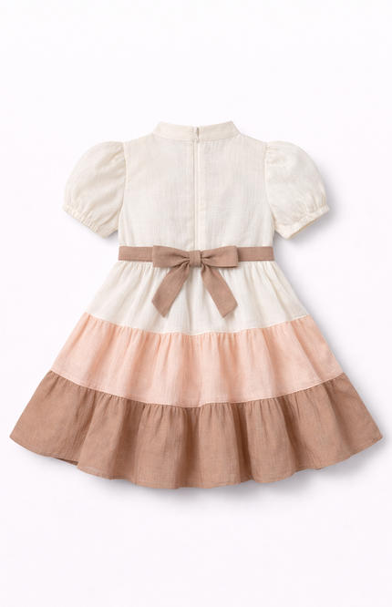 Girls' Tiered Pastel Party Dress in Premium Crepe