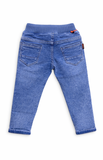 Kids' Comfort-Fit Denim Joggers – Faded Blue Elastic Waist Trousers