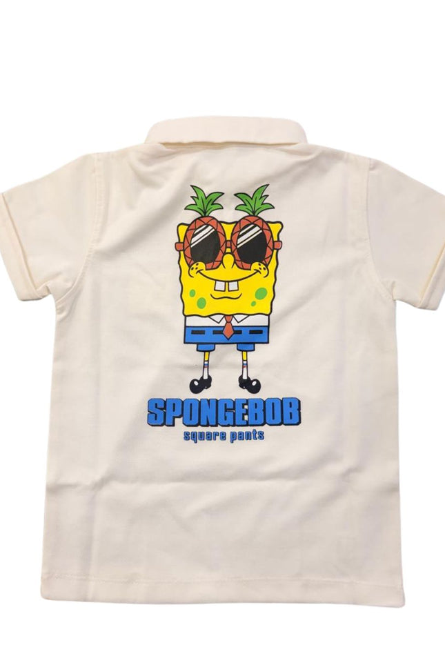 White Sponge Print Polo T-Shirt