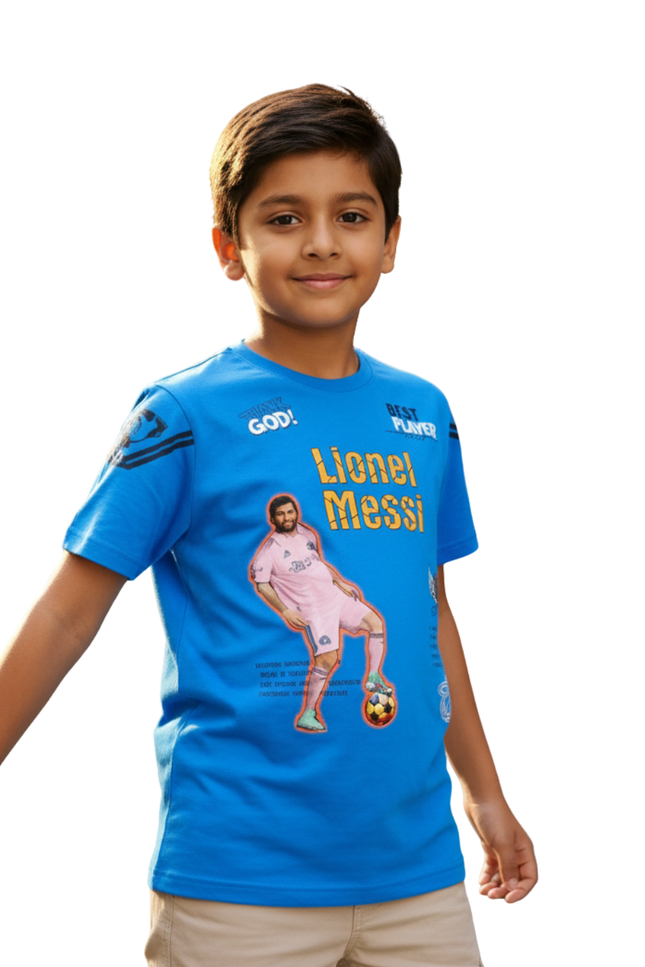 Boy's Sky Blue Lionel Messi Graphic T-Shirt – Best Player Tribute Tee