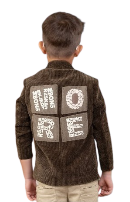 Boys' 3-Piece Olive Corduroy Blazer Set with Graphic Tee and Khaki Trousers