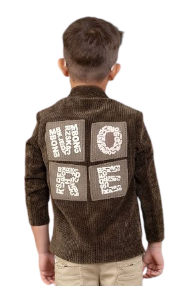 Boys' 3-Piece Olive Corduroy Blazer Set with Graphic Tee and Khaki Trousers