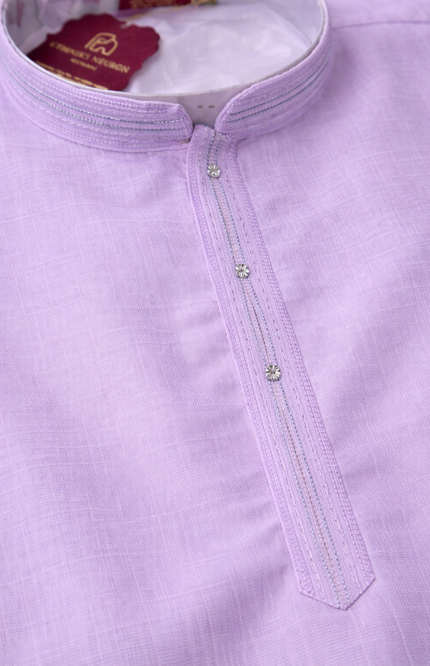 Teen Boys' Solid Kurta Set with Designer Placket