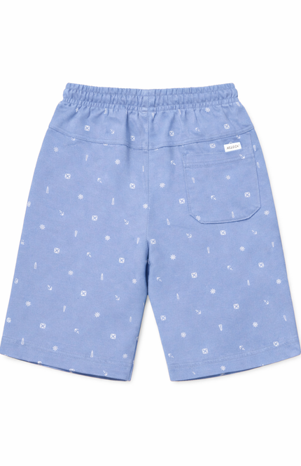 Kids' Premium Canvas Summer Shorts – Deep Wine Nautical Anchor & Ship Wheel Print